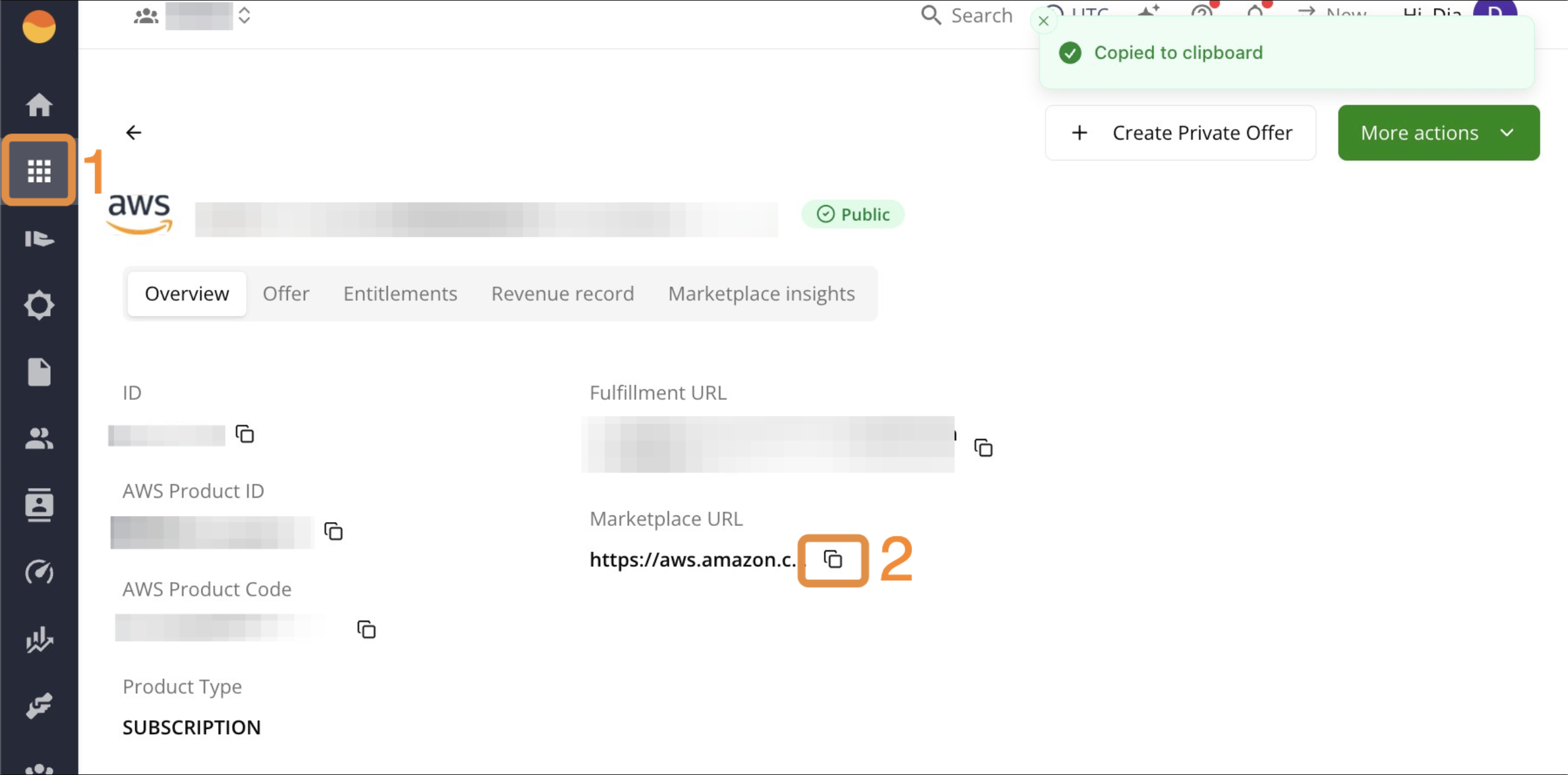 Copy the direct listing URL from Fours