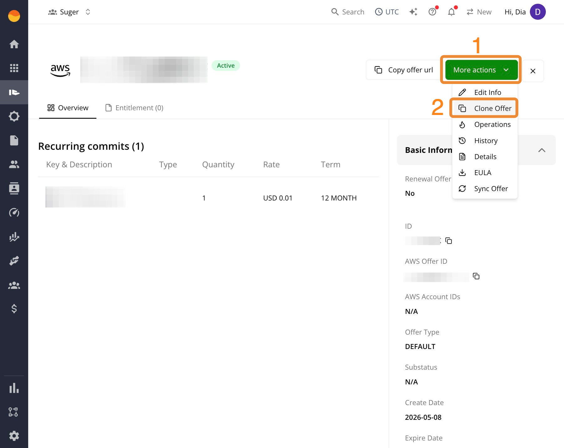Clone an offer in the Fours Console