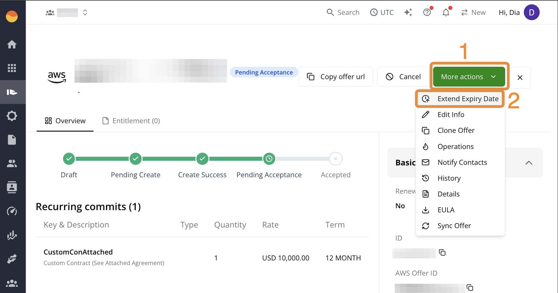 Extend Expiry Date action in the Fours Console