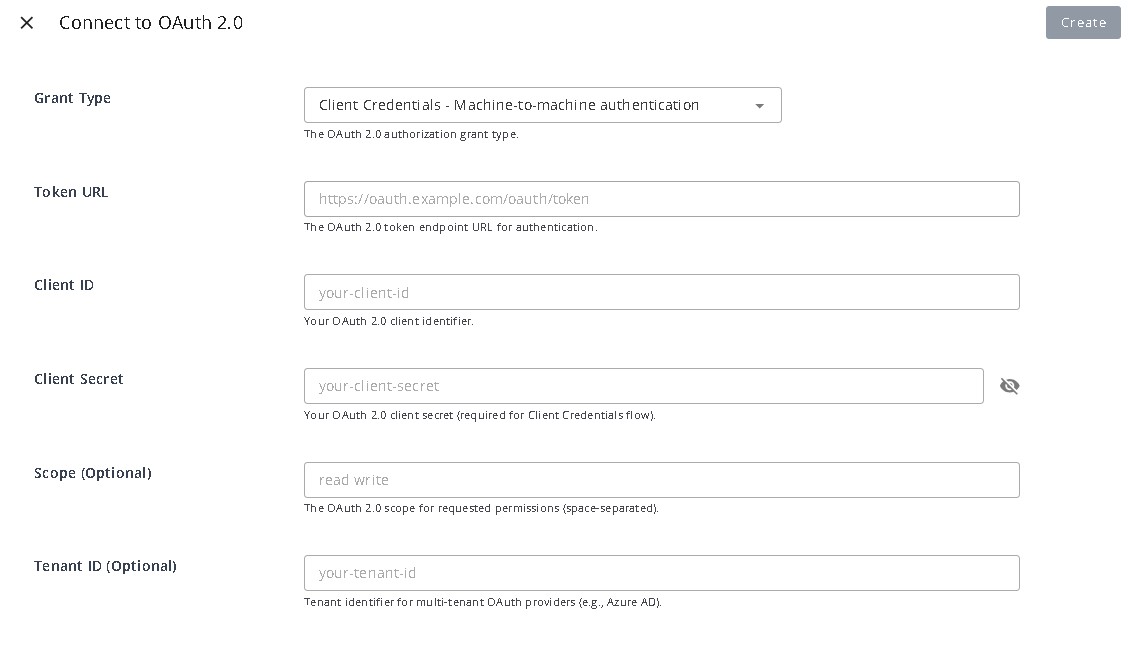 OAuth 2.0 provider details form