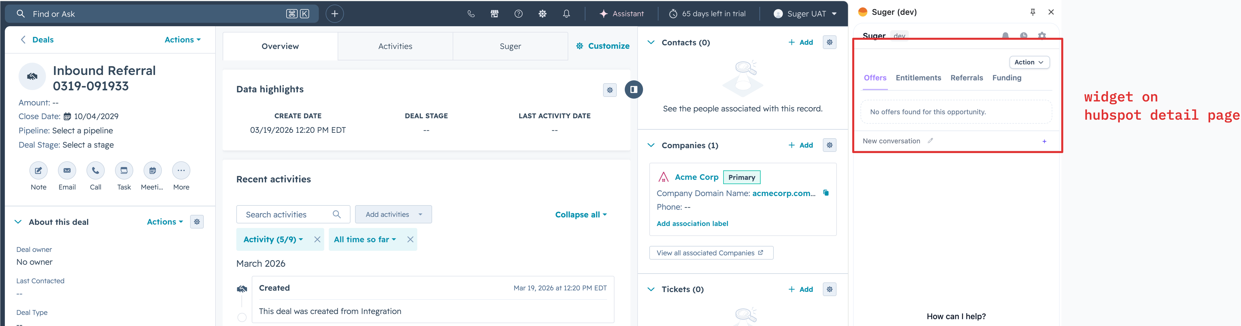 Fours widget on a HubSpot deal