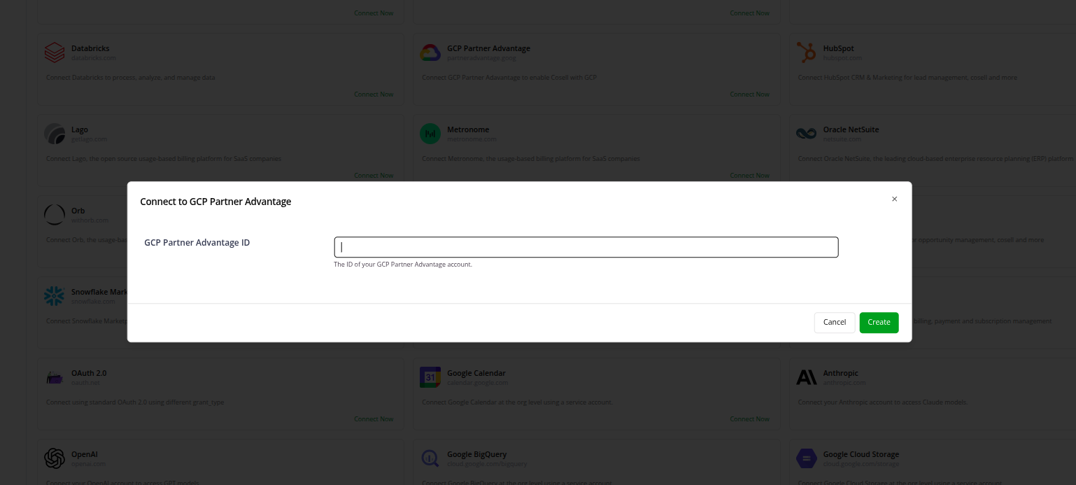 Enter your GCP Partner Advantage ID in Fours