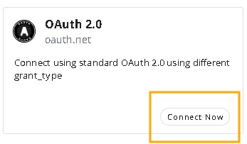 OAuth 2.0 Connect Now card