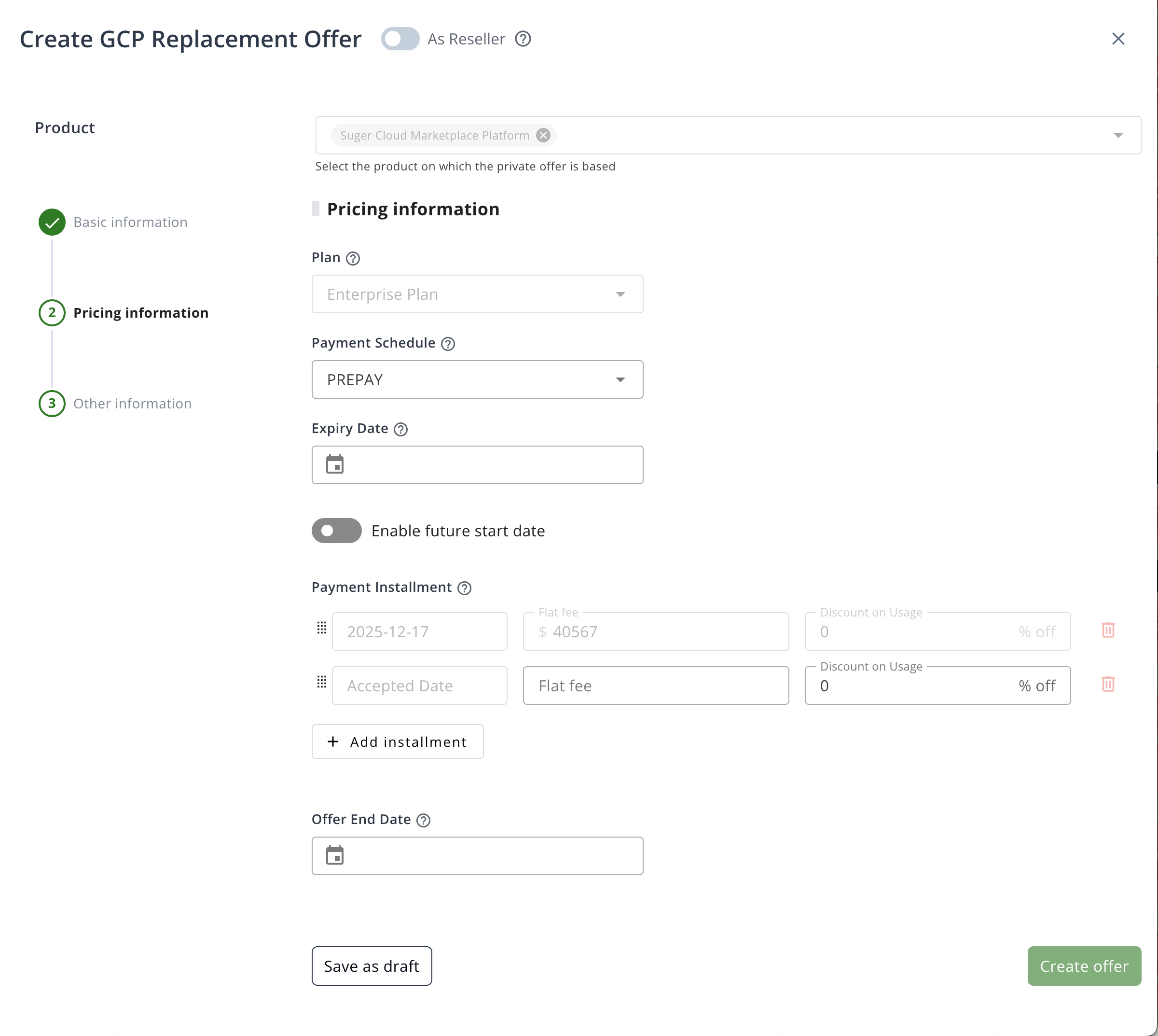 Replacement Offer Prepay