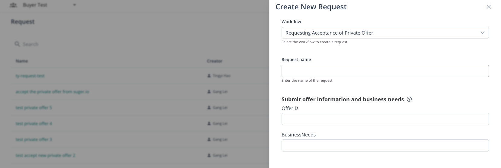 Request Creating