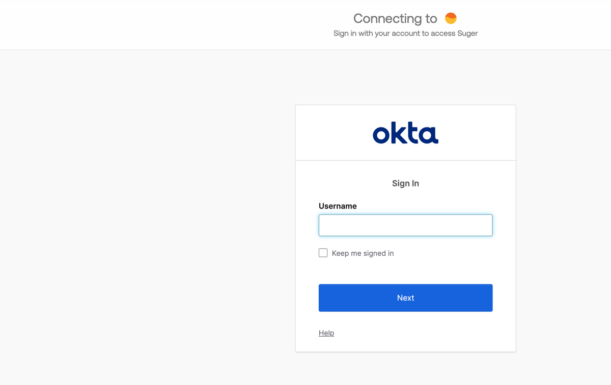 An Okta sign-in page opened by Fours, titled Connecting to Fours