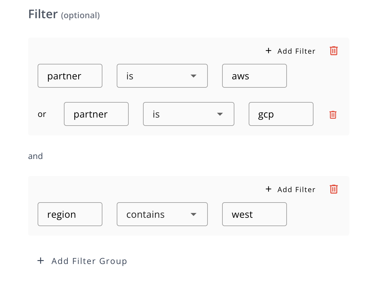 Filter groups configuration for a billable metric