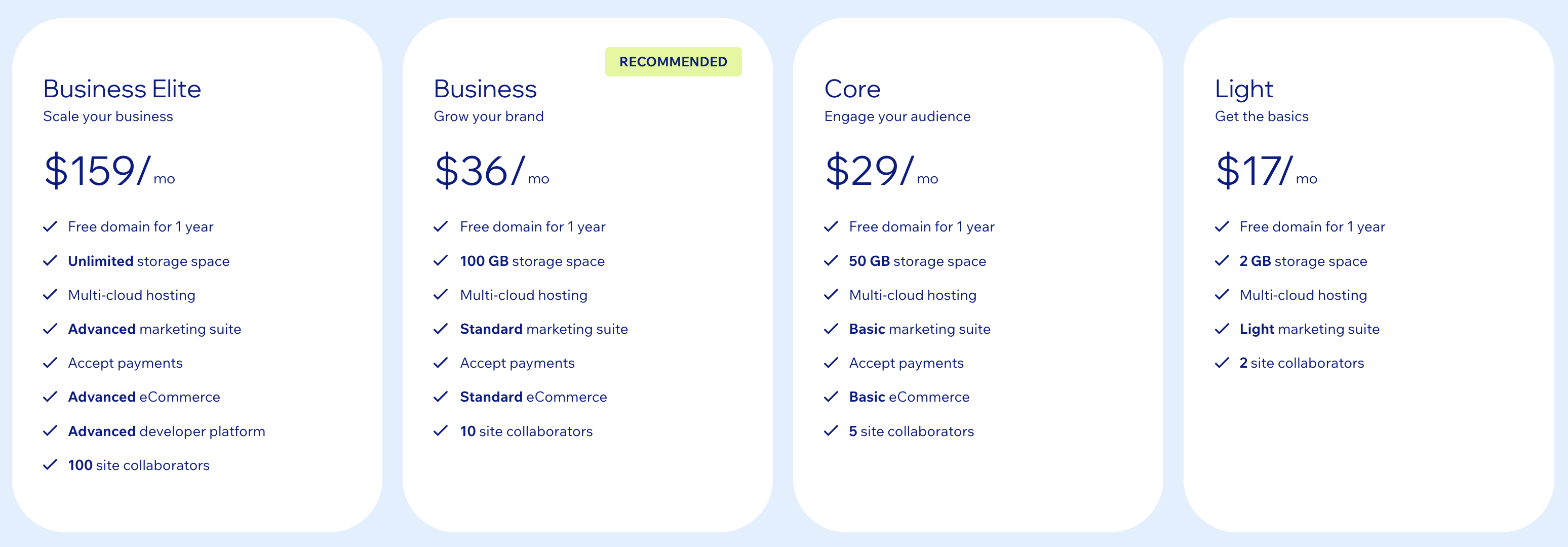 Wix good-better-best tiered offer example