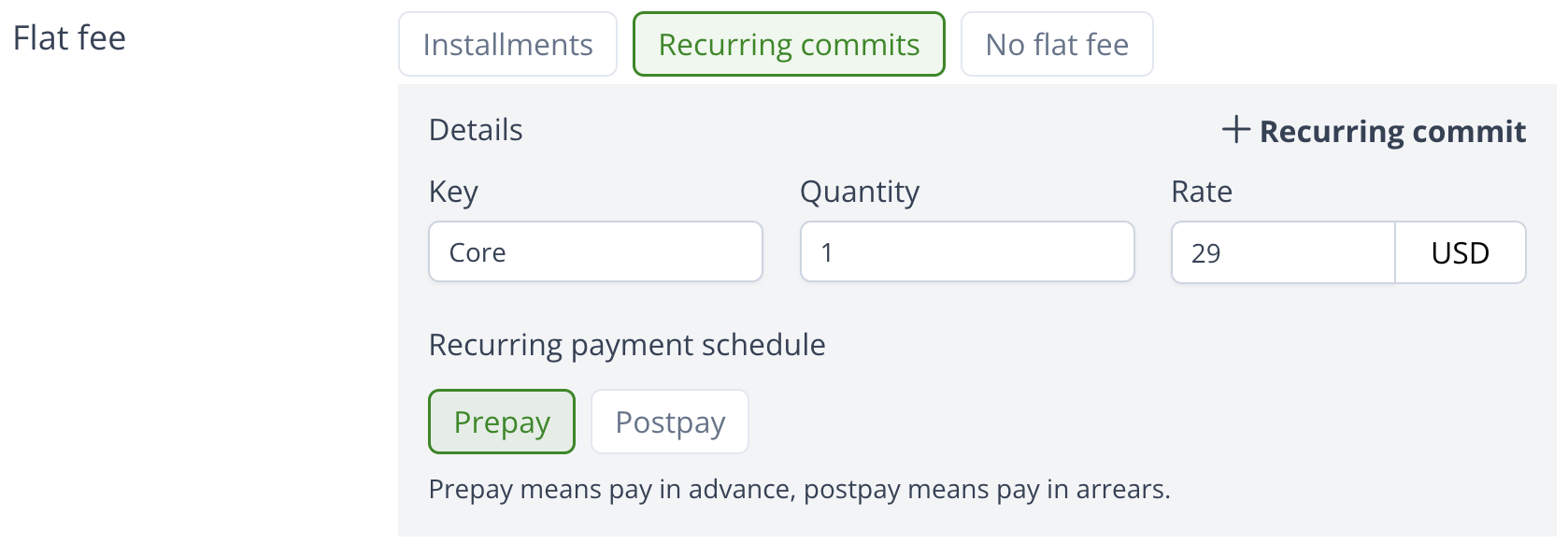 Second recurring commit tier configuration example