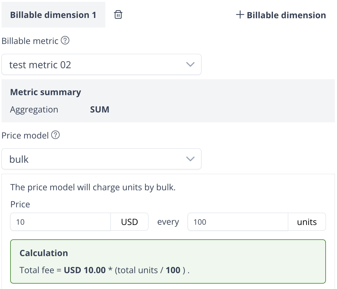 Bulk pricing price model configuration