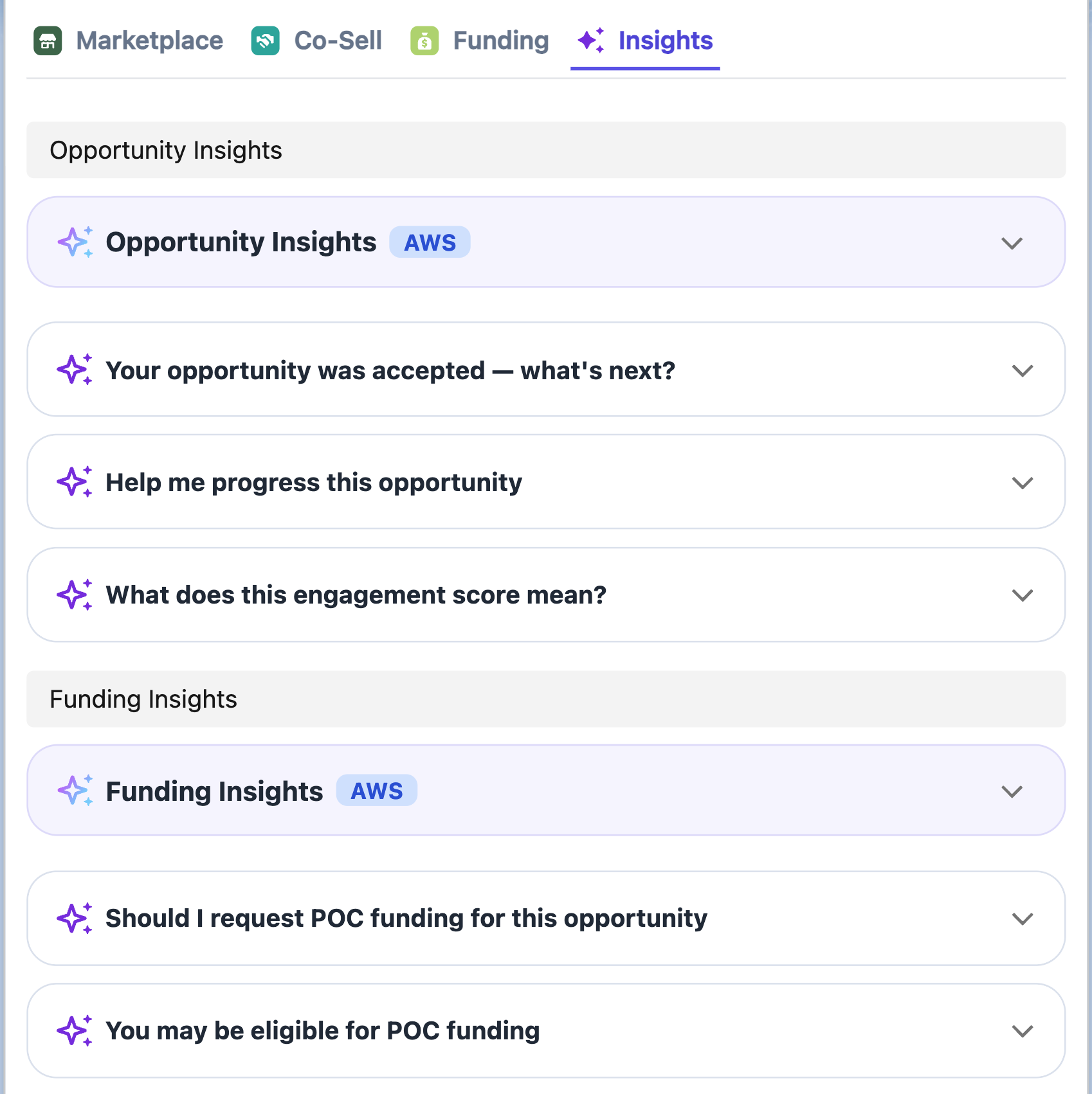 AI trigger cards grouped under an Insight Card