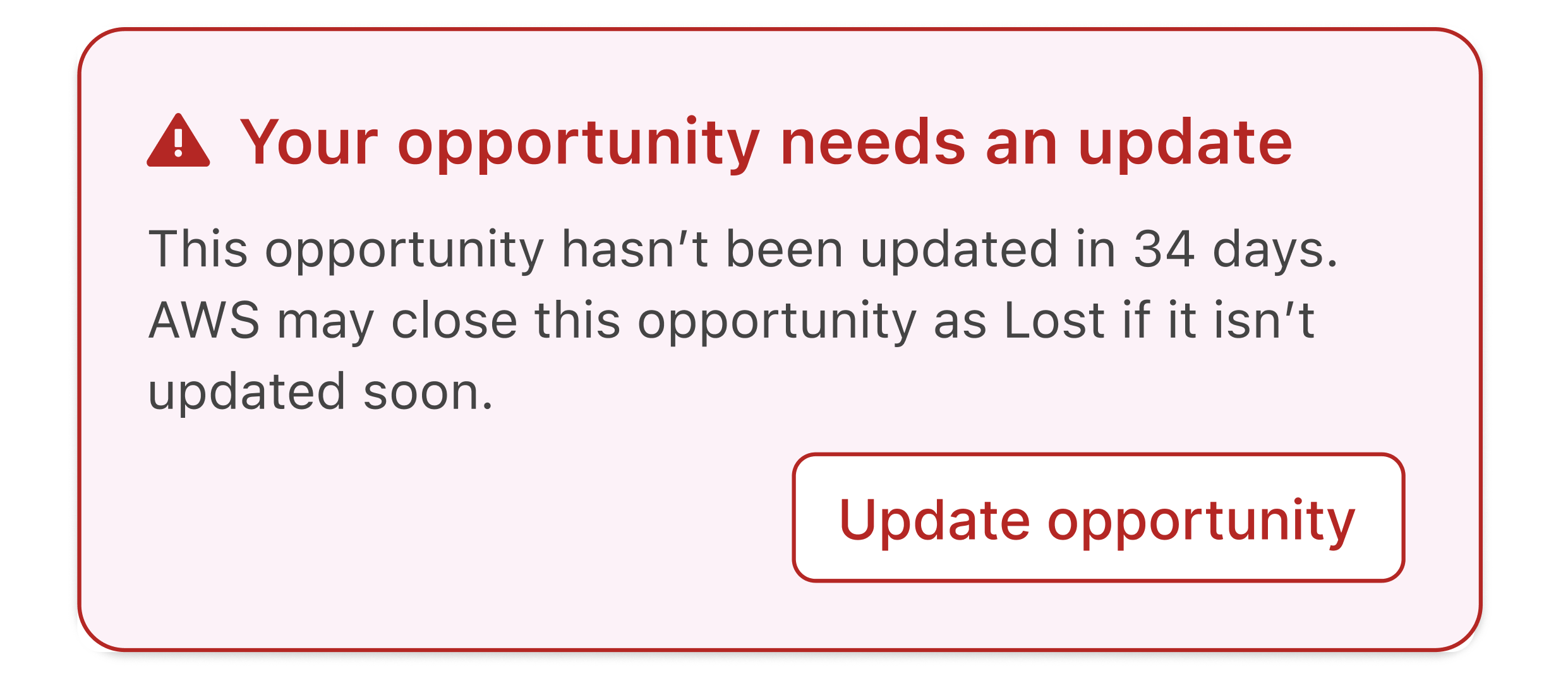 Warning card alert in the Insights tab