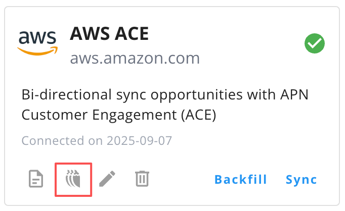 AWS ACE Operations tab showing sync status