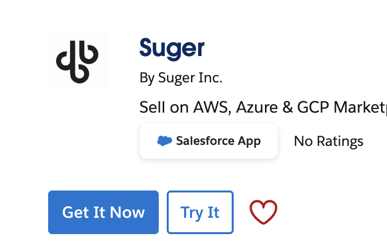 Get It Now button on the Suger AppExchange listing