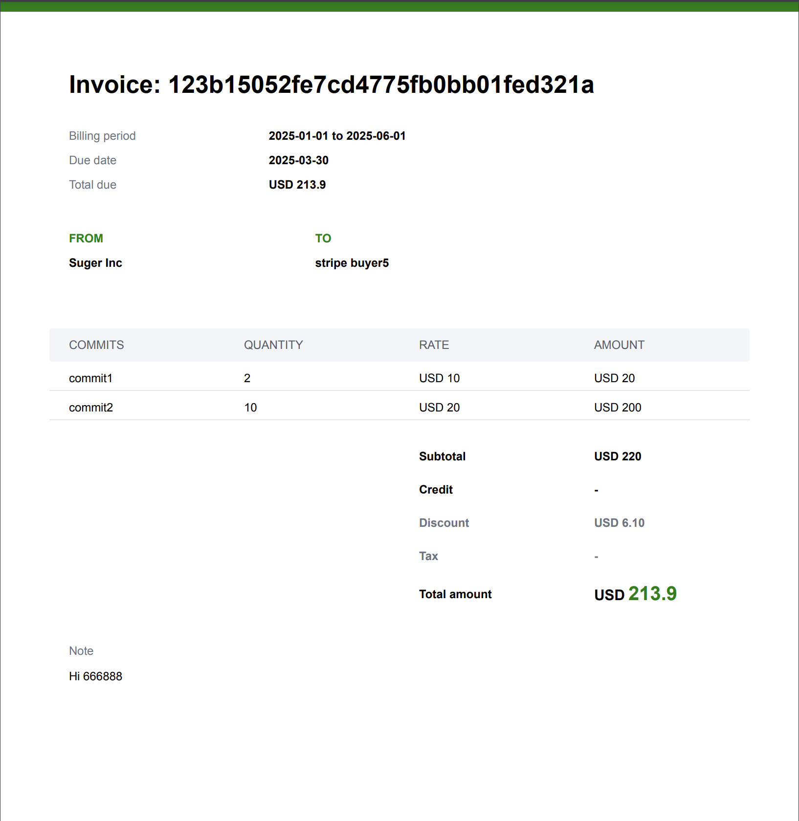 Exported invoice PDF document