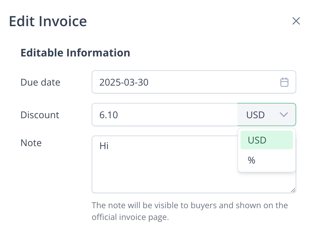 Edit button on a draft invoice detail page