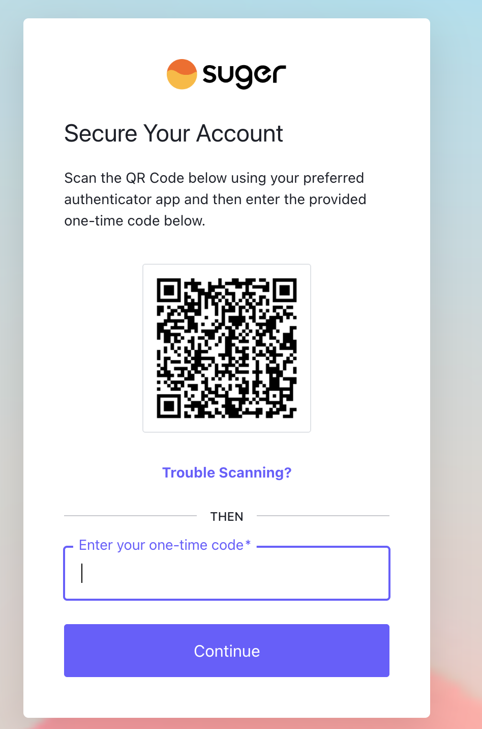 Fours Secure Your Account MFA setup screen with QR code