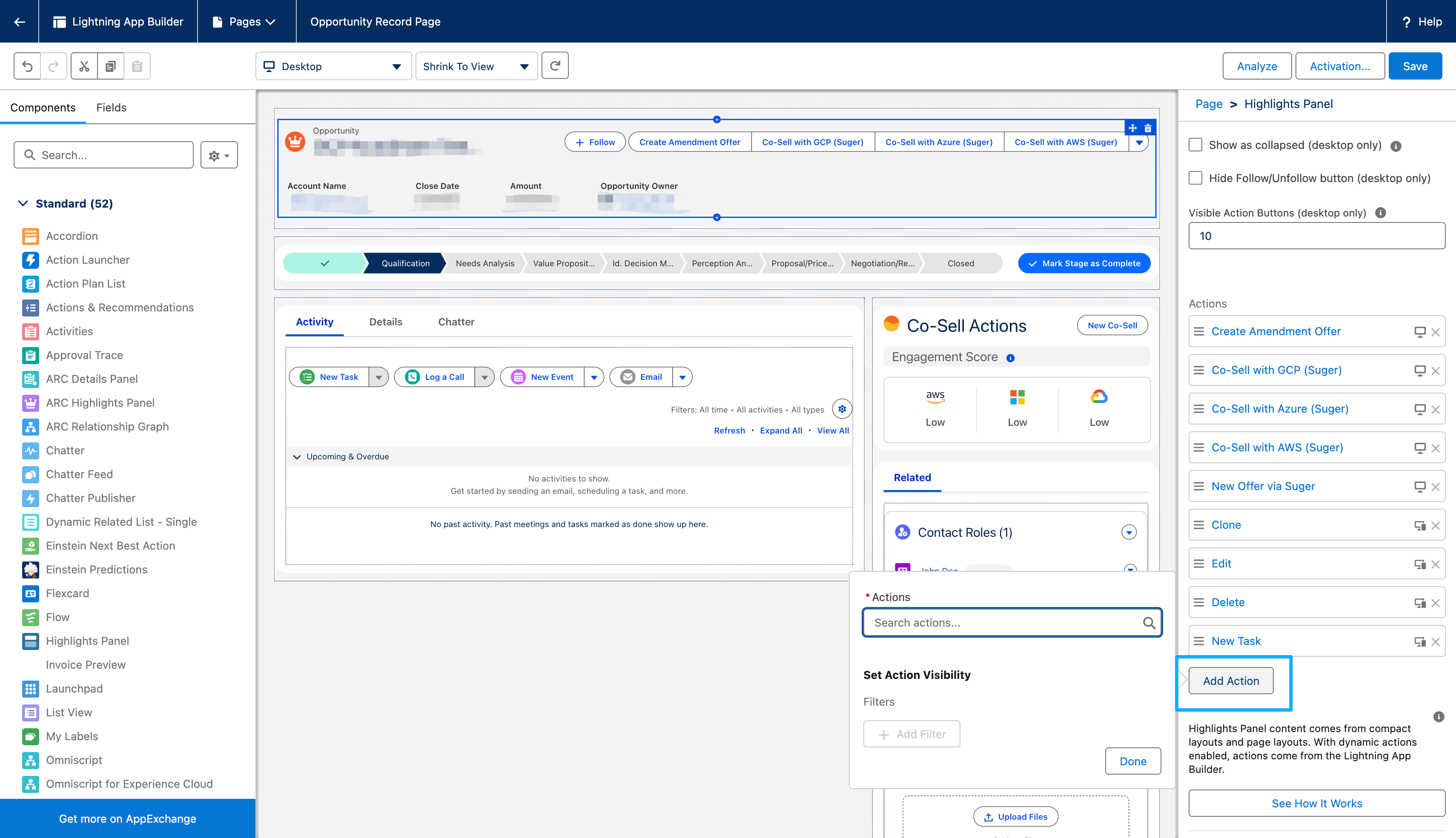 Arranging Fours quick actions on the Highlights Panel