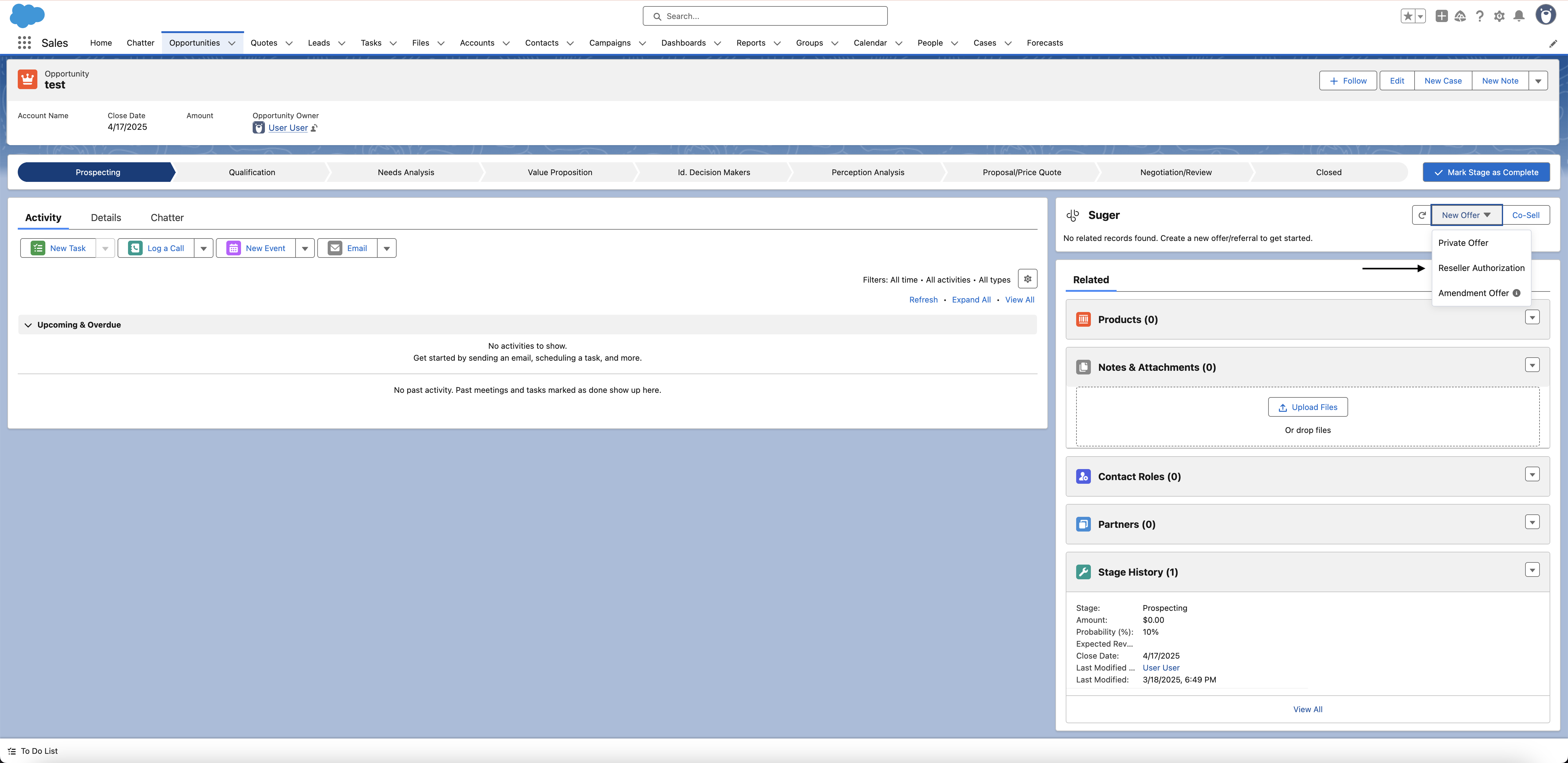 Reseller Authorization option in New Offer menu