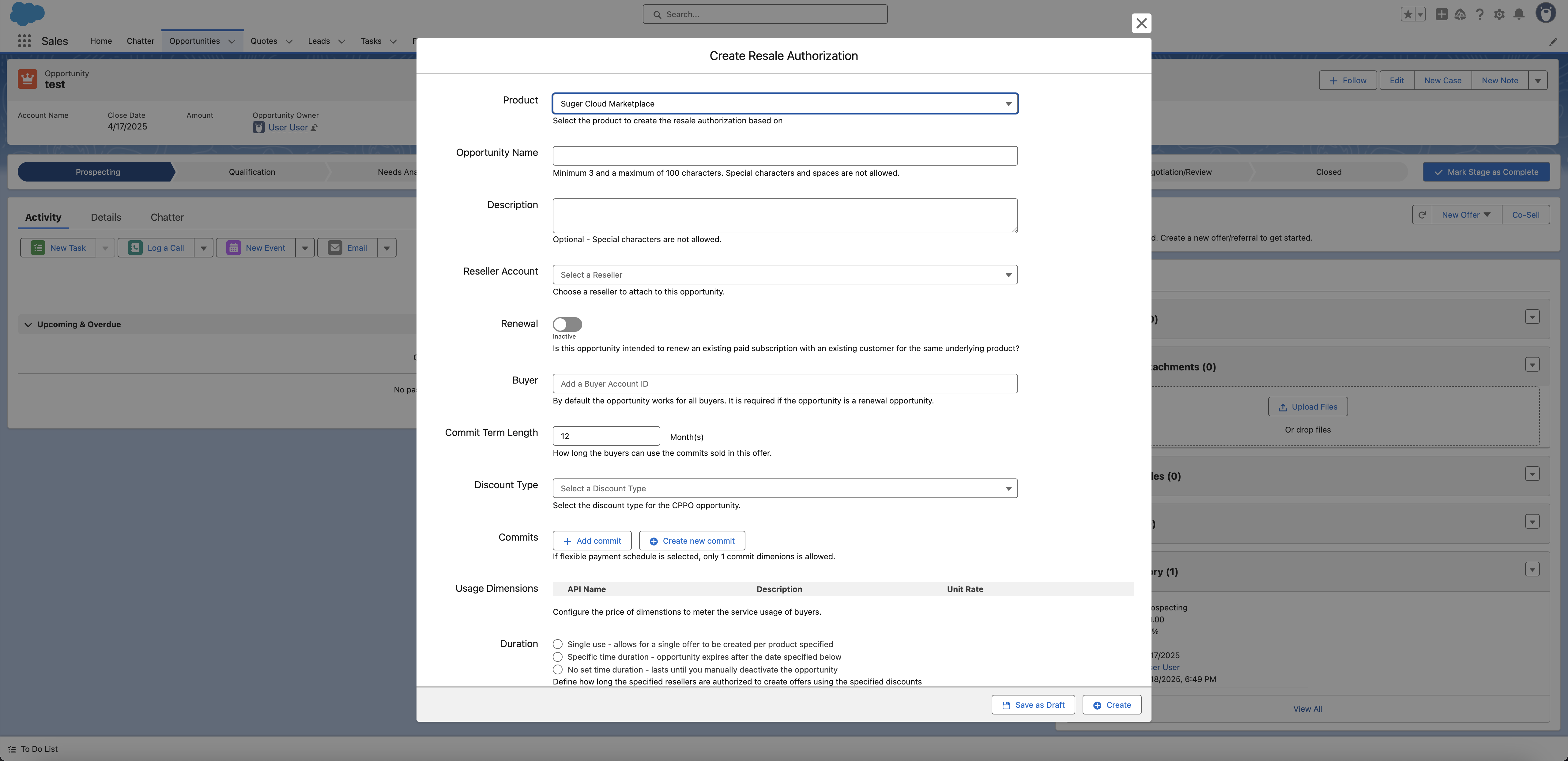 Reseller authorization form fields